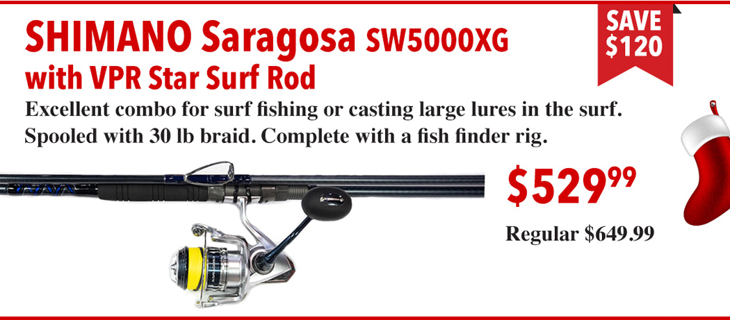 Christmas Specials : Shimano Saragosa SW5000XG w/ VPR Star Surf Rod