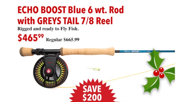 Echo Boost Blue 6wt Rod and Greys Tail 7/8 Reel - $465
