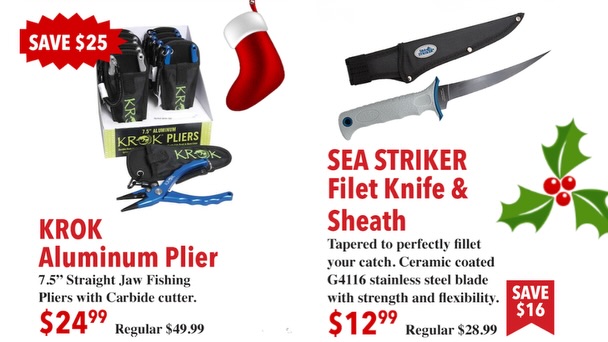 KROK Aluminum Pliers $24.99 / Sea Striker Filet Knife $12.99
